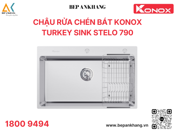 Chậu rửa chén 1 hố bát Turkey Sink STELO 790 - Xuất xứ: Thổ Nhĩ Kỳ